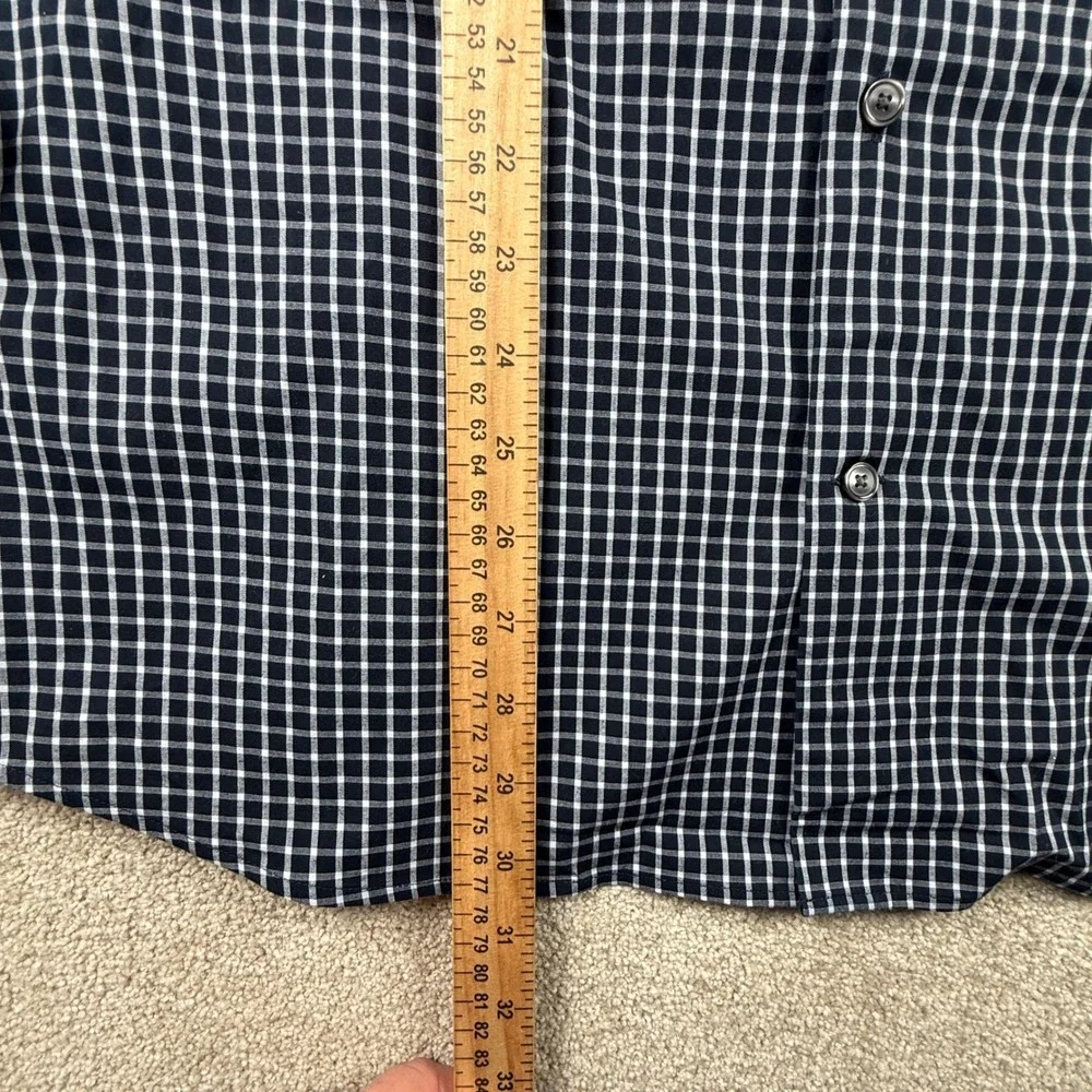 Banana Republic Mens Large Navy Check Wrinkle Resistant Athletic Fit Shirt